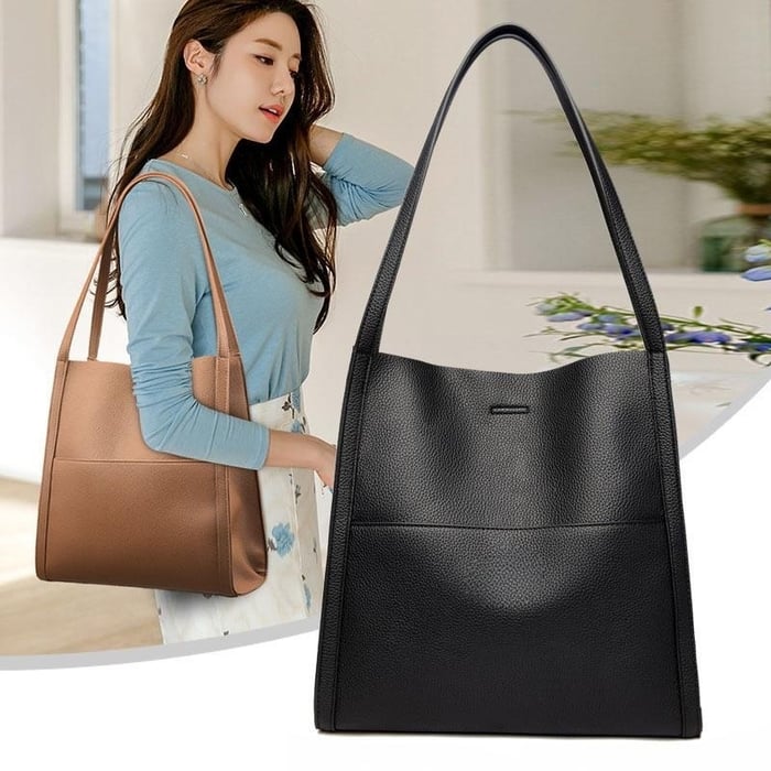 Denise™ - Schlichte Leder-Schultertasche in uni Farbe