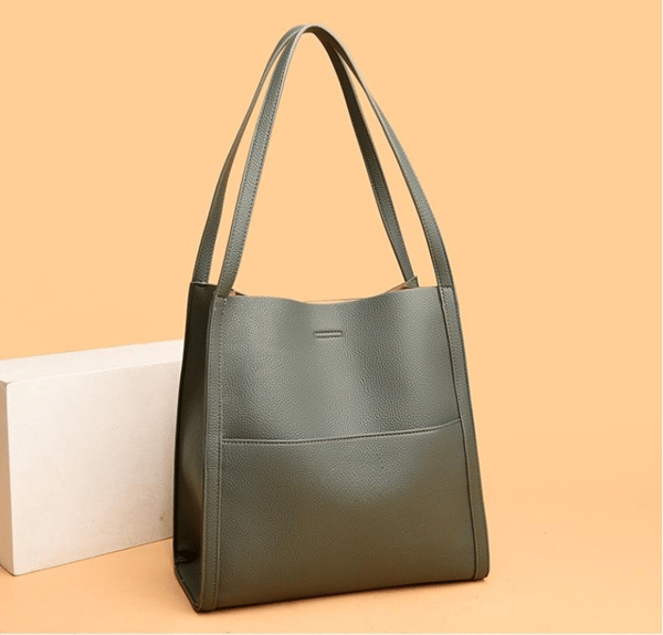 Denise™ - Schlichte Leder-Schultertasche in uni Farbe