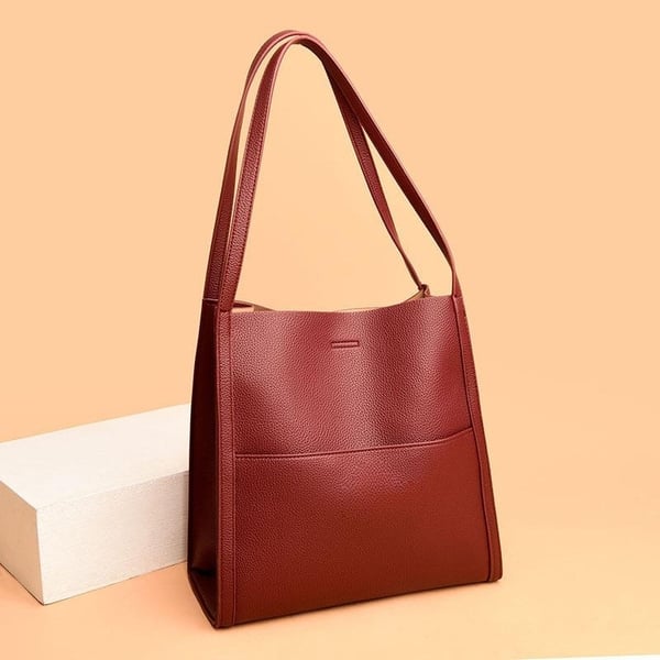 Denise™ - Schlichte Leder-Schultertasche in uni Farbe
