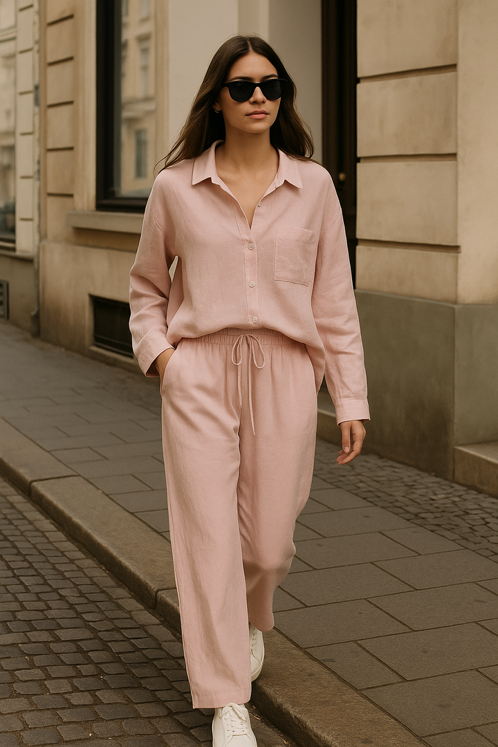 Solène™ - Elegantes 2-teiliges Leinen-Set für mühelosen Stil