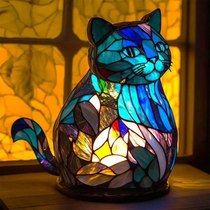 Veya™ - Bezaubernde bunte Glas-Katzenlampe
