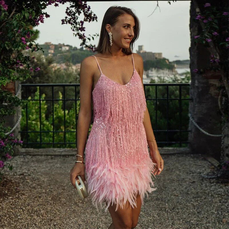 Brielle™ – Elegantes Feder-Mini-Kleid