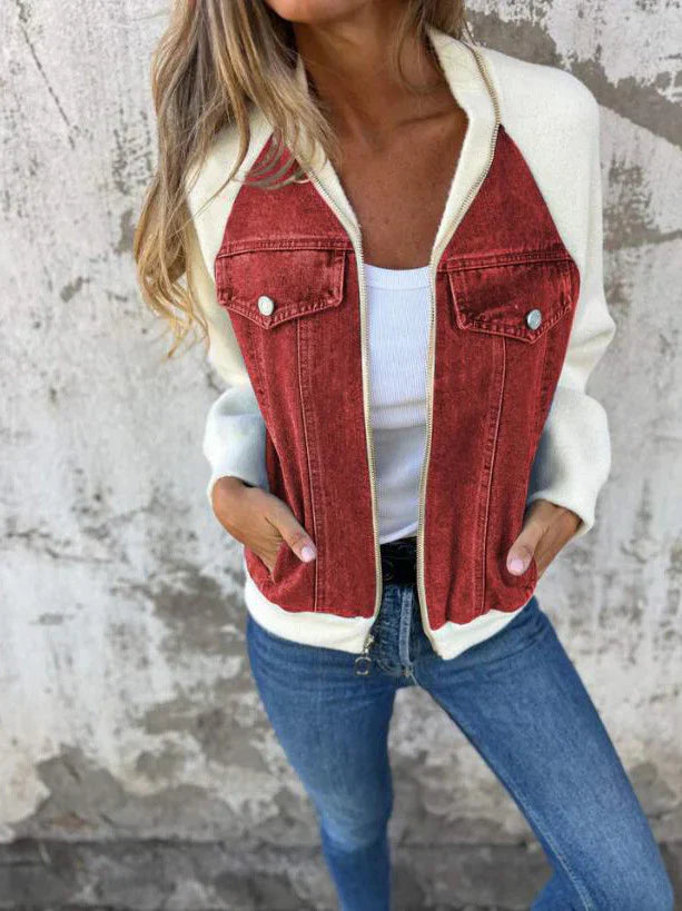 Caiya™ - Stilvolle Jacke mit Reißverschluss und V-Ausschnitt