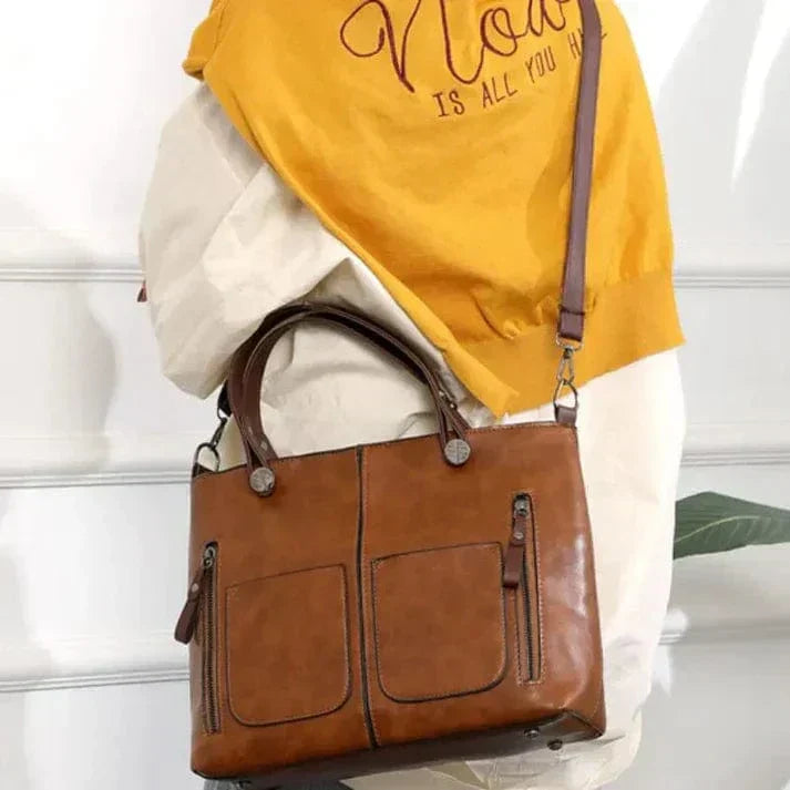 Jennifer™ - Elegante Vintage-Ledertasche für die Schulter