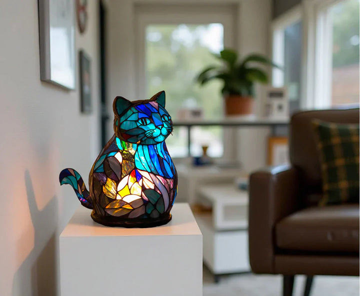Veya™ - Bezaubernde bunte Glas-Katzenlampe