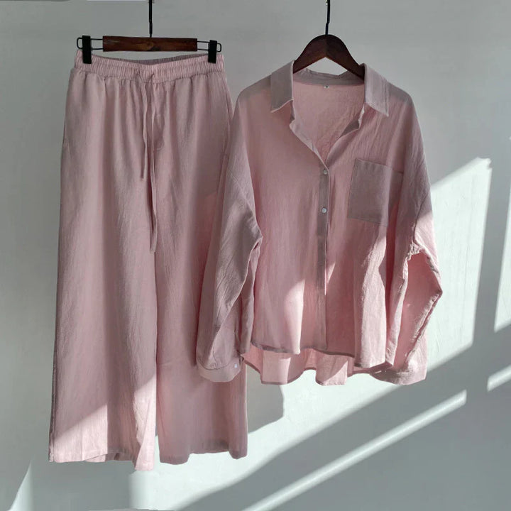 Solène™ - Elegantes 2-teiliges Leinen-Set für mühelosen Stil