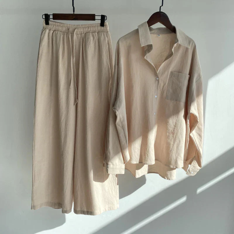 Solène™ - Elegantes 2-teiliges Leinen-Set für mühelosen Stil