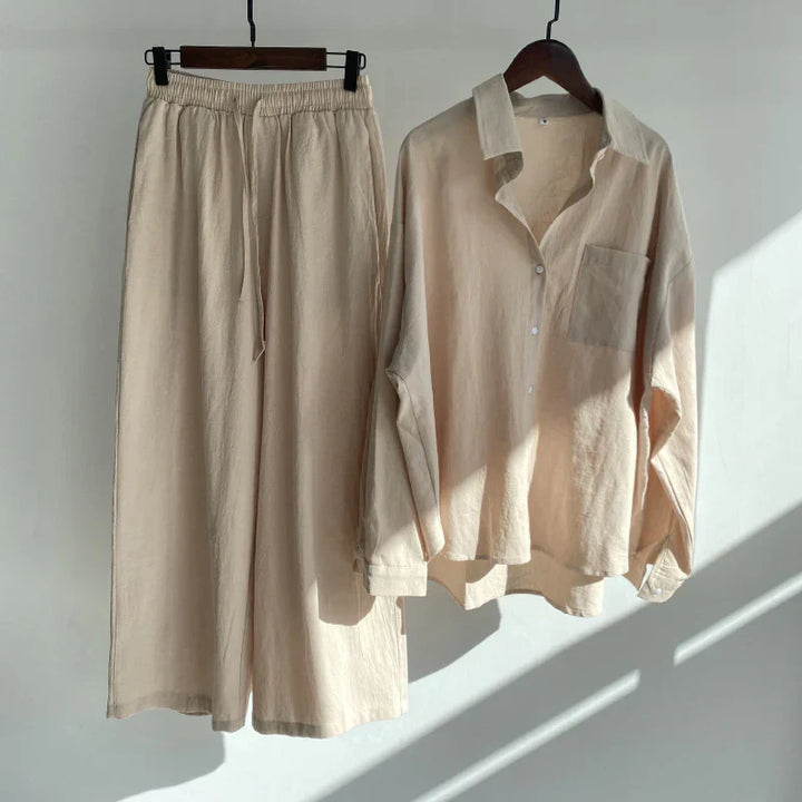 Solène™ - Elegantes 2-teiliges Leinen-Set für mühelosen Stil