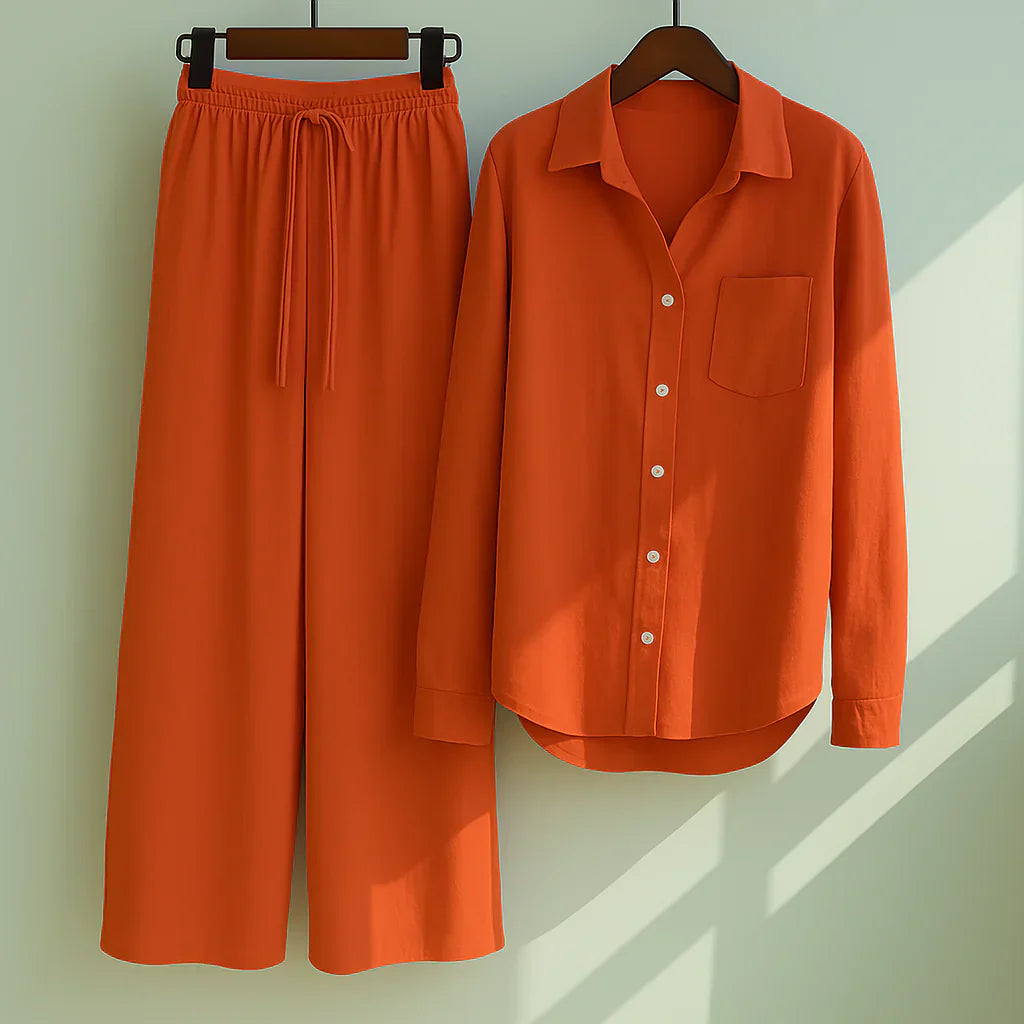 Solène™ - Elegantes 2-teiliges Leinen-Set für mühelosen Stil